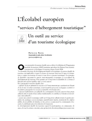 L'Écolabel européen "services d'hébergement touristique". Un outil au service d'un tourisme écologique