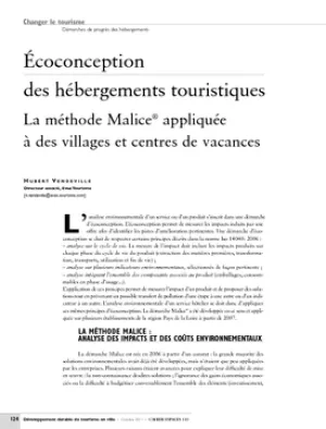 Écoconception des hébergements touristiques. La méthode Malice® appliquée à des villages et centres de vacances