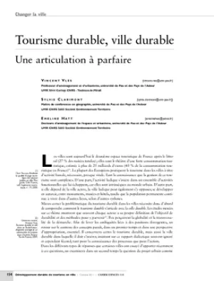 Tourisme durable, ville durable. Une articulation à parfaire
