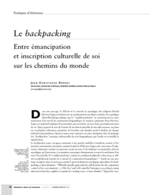 Le backpacking. Entre émancipation et inscription culturelle de soi sur les chemins du monde