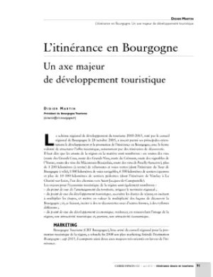 L'itinérance en Bourgogne. Un axe majeur de développement touristique