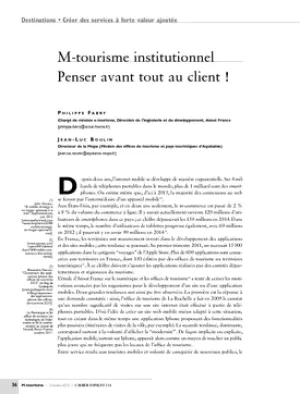 M-tourisme institutionnel. Penser avant tout au client !