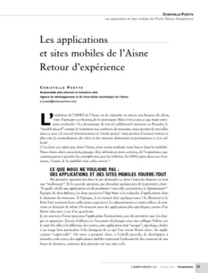 Les applications et sites mobiles de l'Aisne. Retour d'expérience