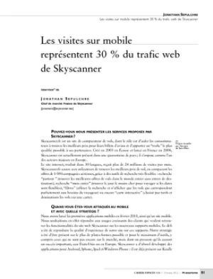 Les visites sur mobile représentent 30 % du trafic web de Skyscanner