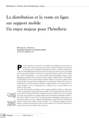 La distribution et la vente en ligne sur support mobile. Un enjeu majeur pour l'hôtellerie