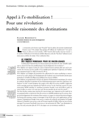 Appel à l'e-mobilisation ! Pour une révolution mobile raisonnée des destinations