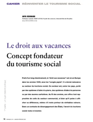 Le droit aux vacances. Concept fondateur du tourisme social