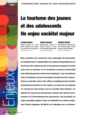 Le tourisme des jeunes et des adolescents. Un enjeu sociétal majeur