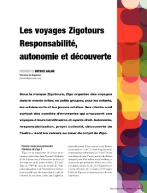 Les voyages Zigotours. Responsabilité, autonomie et découverte