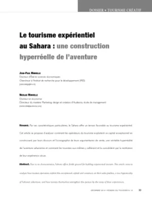 RECHERCHE - Le tourisme expérientiel au Sahara : une construction hyperréelle de l'aventure