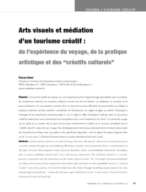 RECHERCHE - Arts visuels et médiation d'un tourisme créatif : de l'expérience du voyage, de la pratique artistique et des “créatifs culturels”