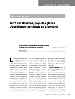 [Compte rendu de thèse] Terre des Hommes, pays des glaces. L'expérience touristique au Groenland
