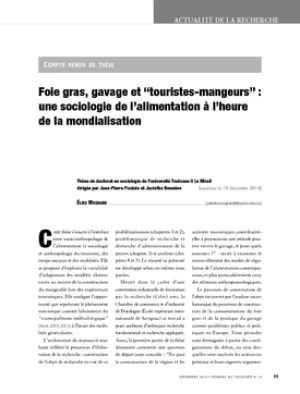[Compte rendu de thèse] Foie gras, gavage et “touristes-mangeurs” : une sociologie de l'alimentation à l'heure de la mondialisation