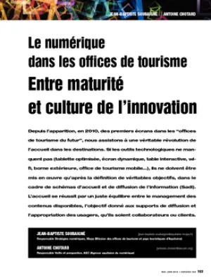 Le numérique dans les offices de tourisme. Entre maturité et culture de l'innovation