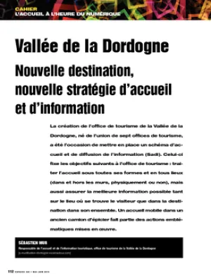 Vallée de la Dordogne. Nouvelle destination, nouvelle stratégie d'accueil et d'information