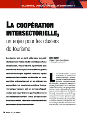 La coopération intersectorielle, un enjeu pour les clusters de tourisme