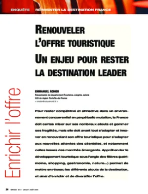 Renouveler l’offre touristique. Un enjeu pour rester la destination leader