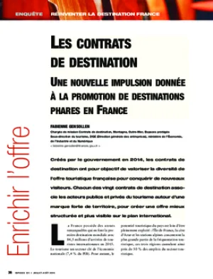 Les contrats de destination. Une nouvelle impulsion donnée à la promotion de destinations phares en France
