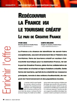 Redécouvrir la France via le tourisme créatif. Le pari de Creative France