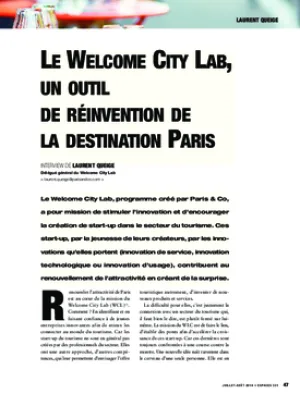 Le Welcome City Lab, un outil de réinvention de la destination Paris