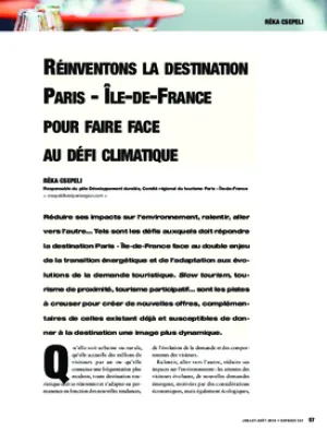 Réinventons la destination Paris - Île-de-France pour faire face au défi climatique