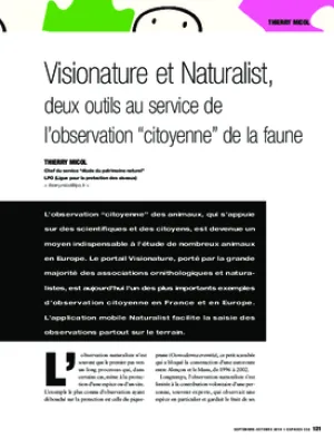Visionature et Naturalist, deux outils au service de l’observation “citoyenne” de la faune