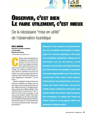 Observer, c’est bien. Le faire utilement, c’est mieux. De la nécessaire “mise en utilité” de l’observation touristique