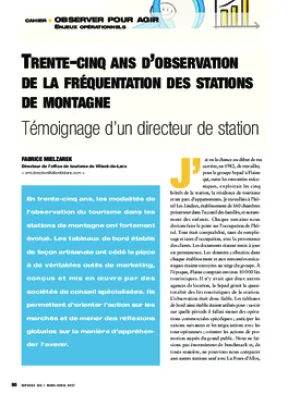 Trente-cinq ans d’observation de la fréquentation des stations de montagne. Témoignage d’un directeur de station