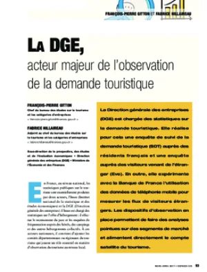 La DGE, acteur majeur de l’observation de la demande touristique