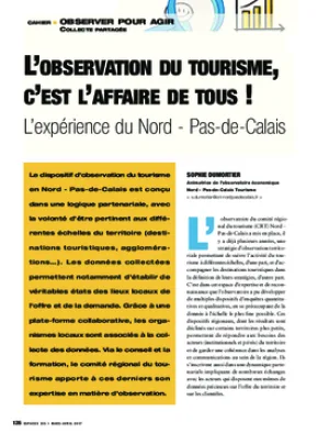 L’observation du tourisme, c’est l’affaire de tous ! L’expérience du Nord - Pas-de-Calais