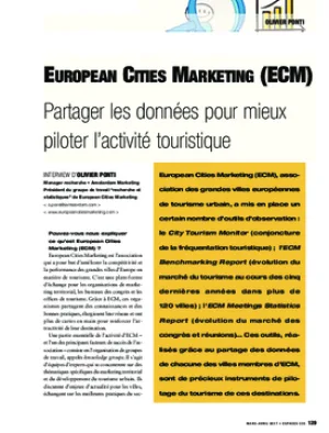 European Cities Marketing (ECM). Partager les données pour mieux piloter l’activité touristique