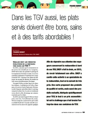 Dans les TGV aussi, les plats servis doivent être bons, sains et à des tarifs abordables !