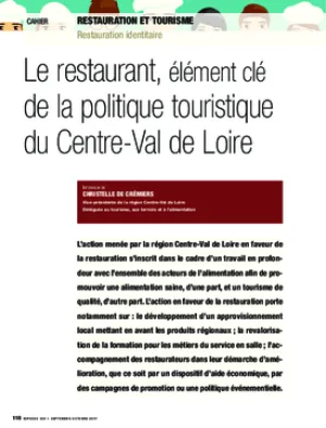 Le restaurant, élément clé de la politique touristique du Centre-Val de Loire