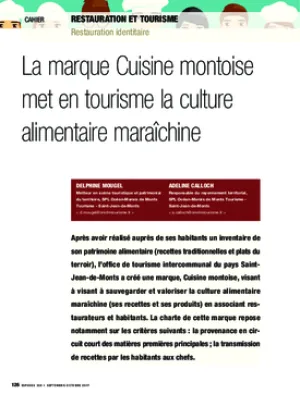 La marque Cuisine montoise met en tourisme la culture alimentaire maraîchine