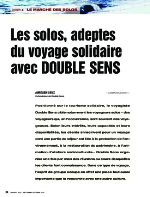 Les solos, adeptes du voyage solidaire avec Double Sens