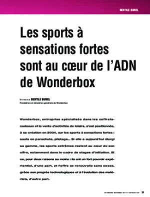 Les sports à sensations fortes sont au cœur de l’ADN de Wonderbox