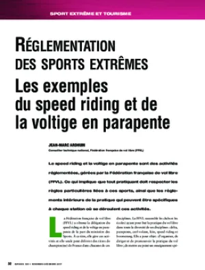 Réglementation des sports extrêmes. Les exemples du speed riding et de la voltige en parapente