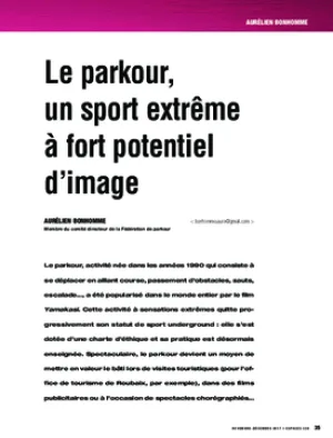Le parkour, un sport extrême à fort potentiel d’image