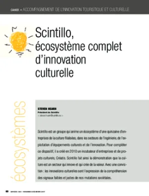 Scintillo, écosystème complet d’innovation culturelle