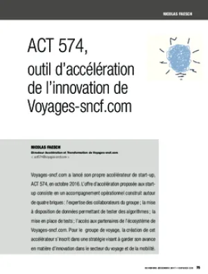 ACT 574, outil d’accélération de l’innovation de Voyages-sncf.com