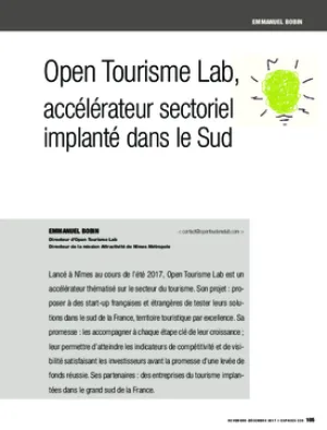 Open Tourisme Lab, accélérateur sectoriel implanté dans le Sud