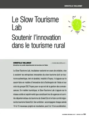 Le Slow Tourisme Lab. Soutenir l’innovation dans le tourisme rural