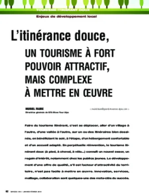 L’itinérance douce, un tourisme à fort pouvoir attractif, mais complexe à mettre en œuvre