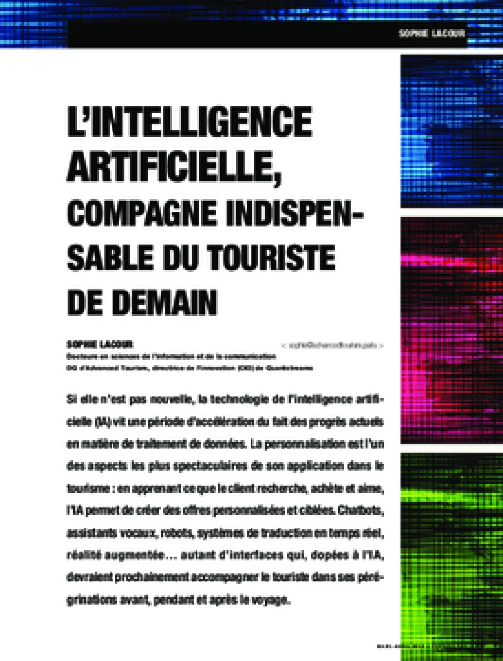 L’intelligence artificielle, compagne indispensable du touriste de demain
