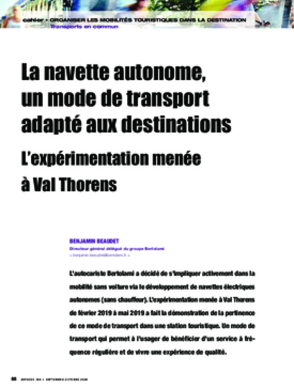 La navette autonome, un mode de transport adapté aux destinations. L’expérimentation menée à Val Thorens