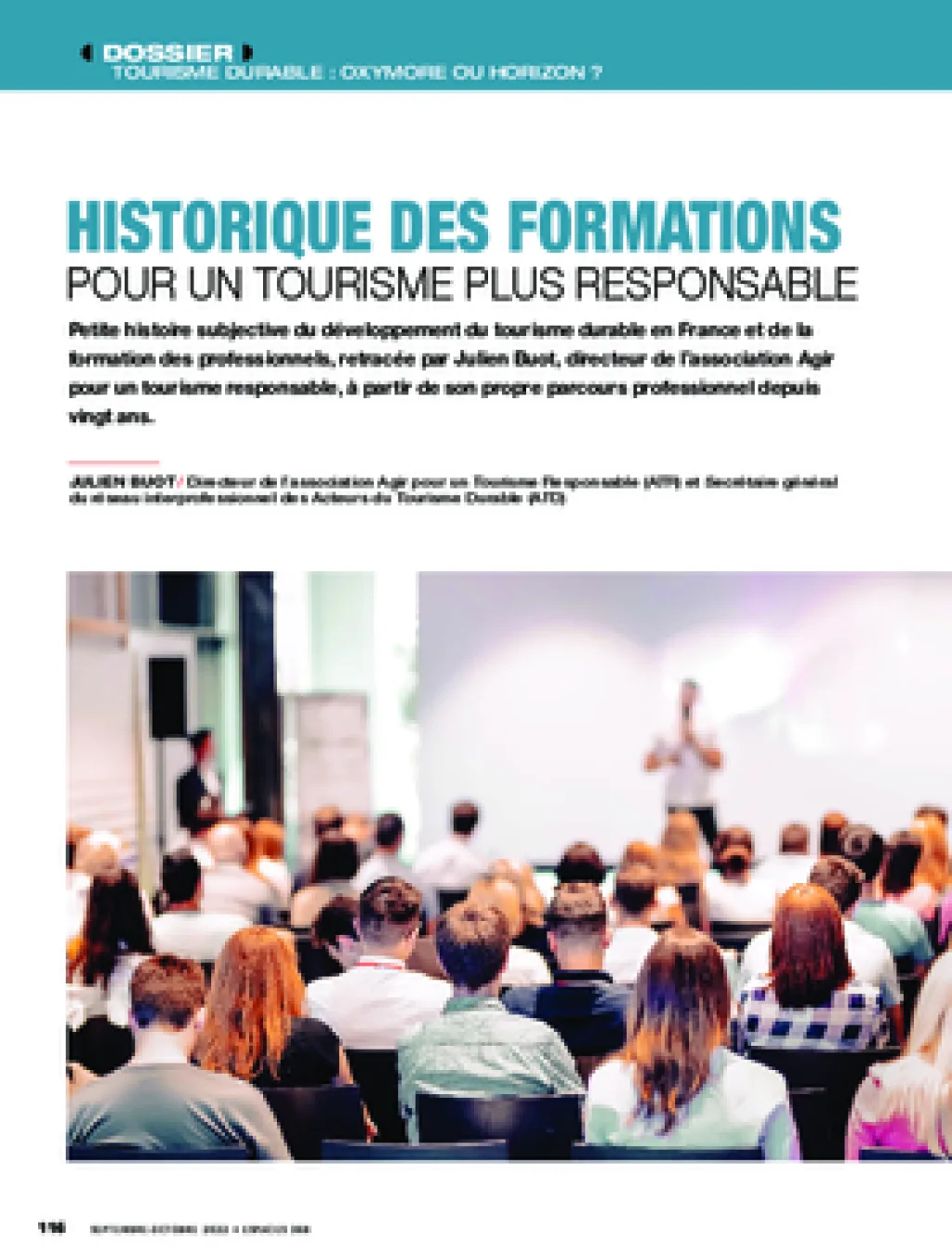 Historique des formations pour un tourisme plus responsable