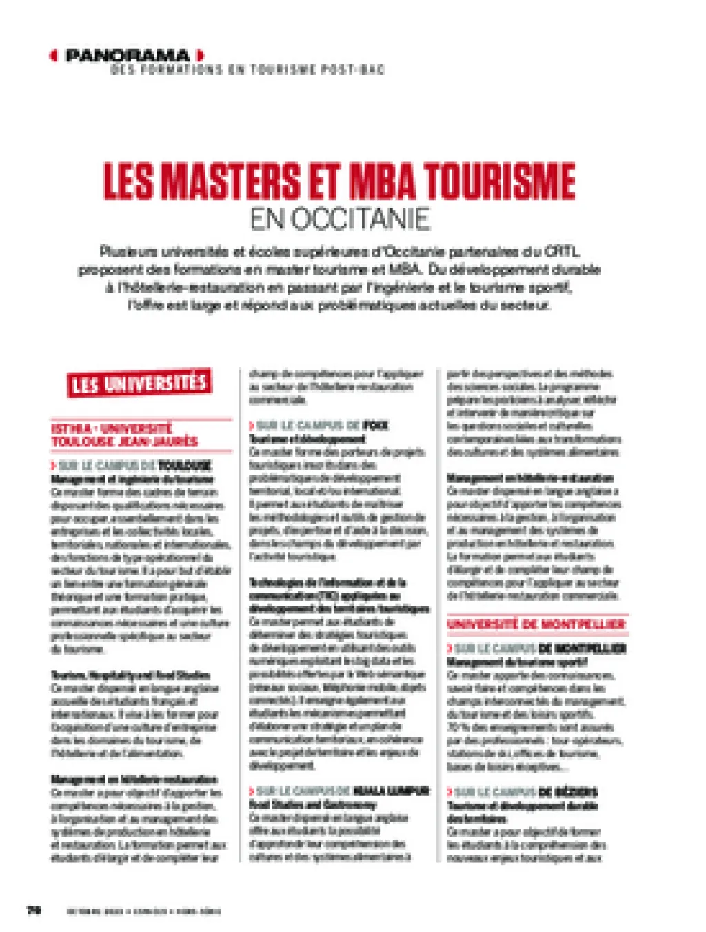 Les masters et MBA tourisme en Occitanie