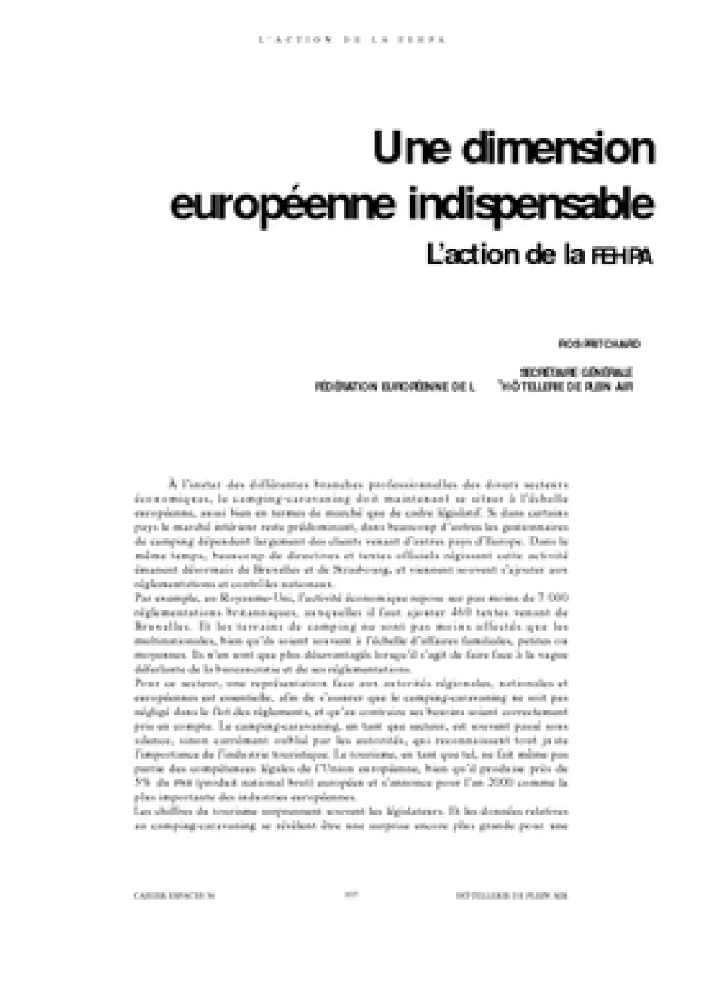 Une dimension européenne indispensable - L'action de FEHPA