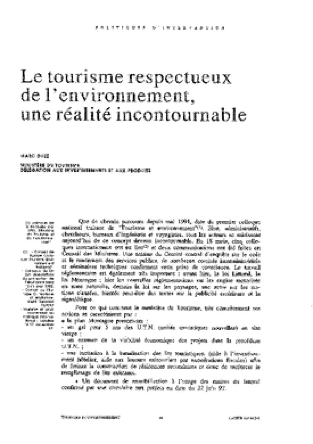 Le tourisme respectueux de l'environnement, une réalité incontournable.