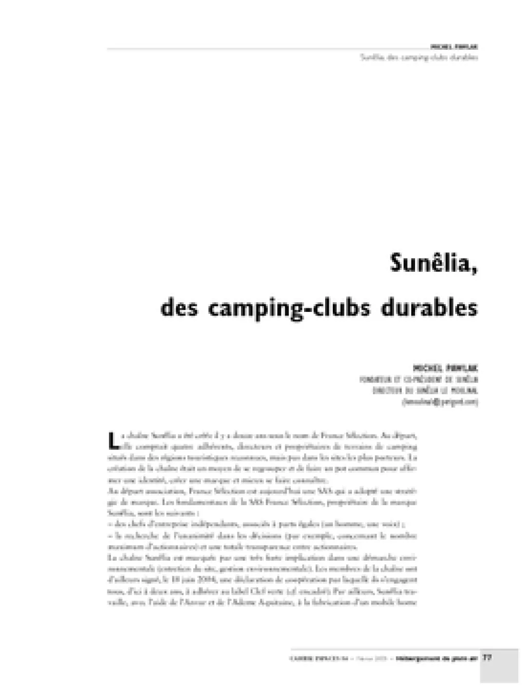 Sunêlia, des camping-clubs durables